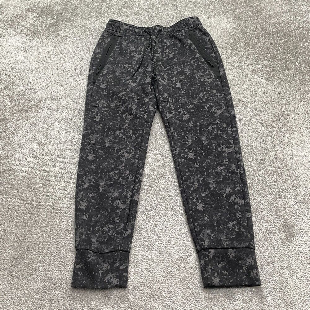American Eagle Tech Fleece Camo Jogger Pants Mens Small Black Zip Pocket 28x27.5